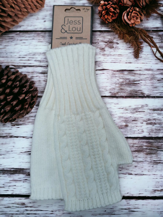 Jess & Lou - Cream Cosy Cable Knit Fingerless Gloves