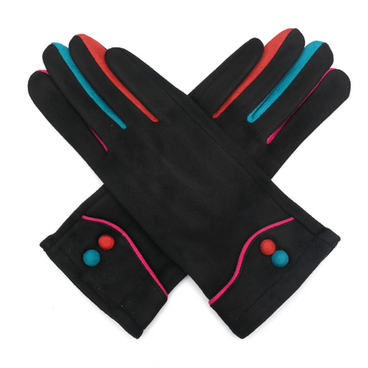 Black Button Detail Gloves