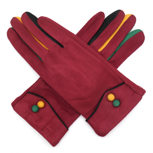 Red Button Detail Gloves