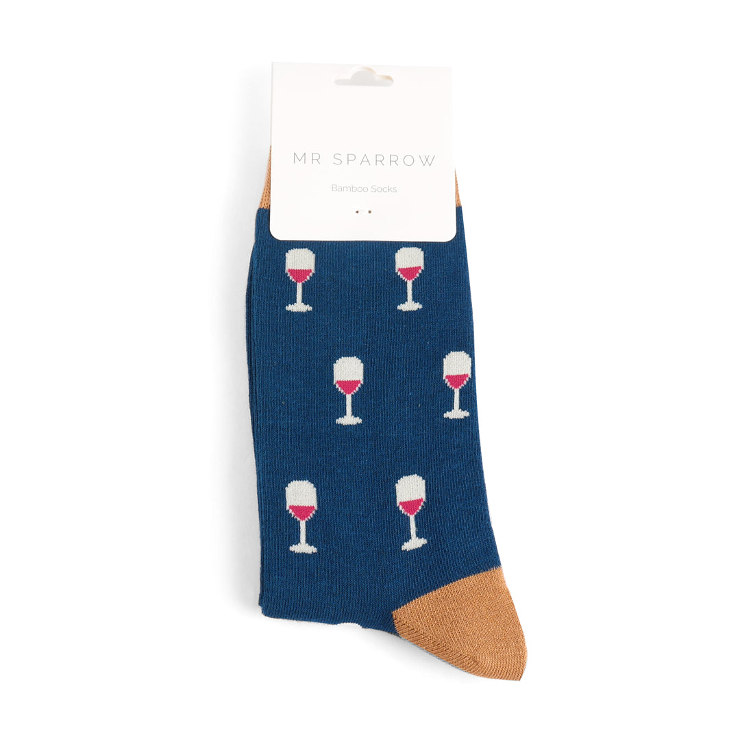 Mr Sparrow - Wine Glass Socks - Navy