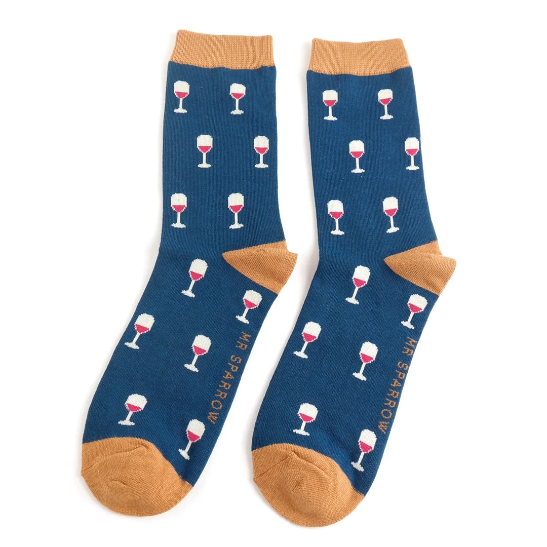 Mr Sparrow - Wine Glass Socks - Navy