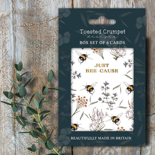 Toasted Crumpet - Just Bee-Cause Set of 6 Boxed Notecards