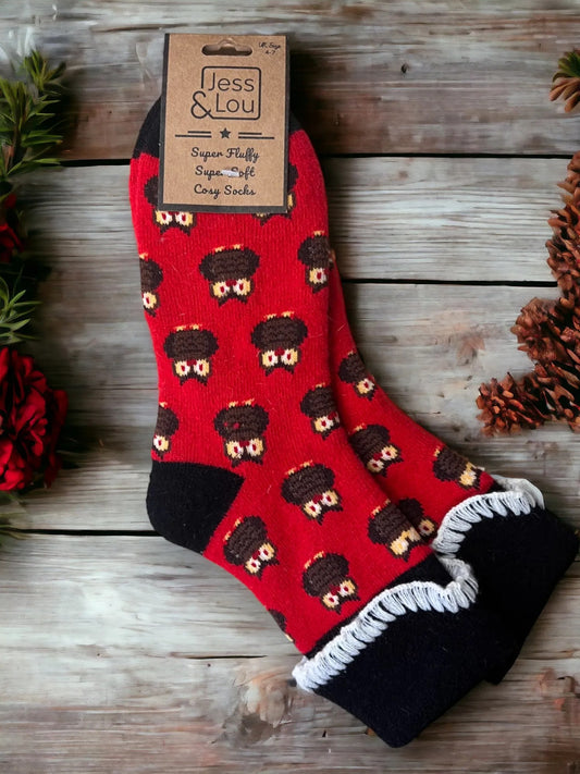 Jess & Lou - Red Owl Super Soft Cosy Cuff Socks