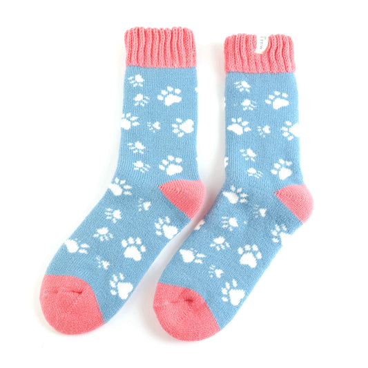 Miss Sparrow - Winter Paw Prints Denim Socks